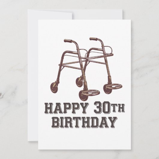 Invitation Joyeux 30e Anniversaire Aides de Marche Drôles (Devant)