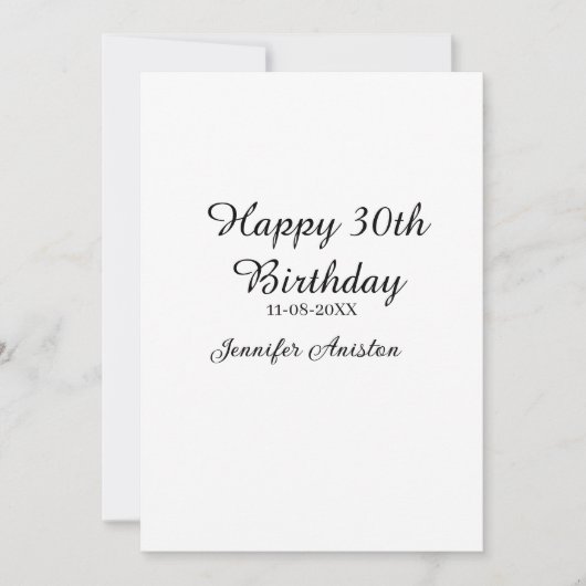 Invitation Joyeux 30e anniversaire ajouter nom date élégant s (Devant)