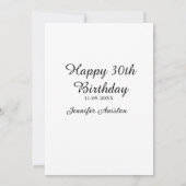 Invitation Joyeux 30e anniversaire ajouter nom date élégant s (Dos)