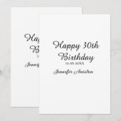 Invitation Joyeux 30e anniversaire ajouter nom date élégant s (Devant / Derrière)