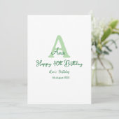 Invitation Joyeux 40e anniversaire vert ajouter nom monogramm (Debout devant)