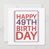 Invitation Joyeux 49e Anniversaire. (Devant)