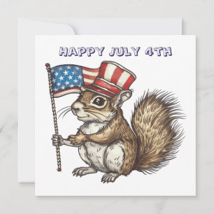 Invitation Joyeux 4 juillet écureuil