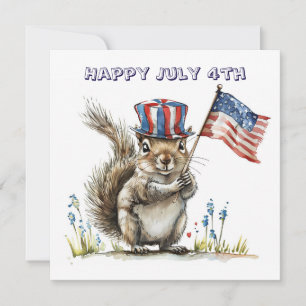 Invitation Joyeux 4 juillet écureuil