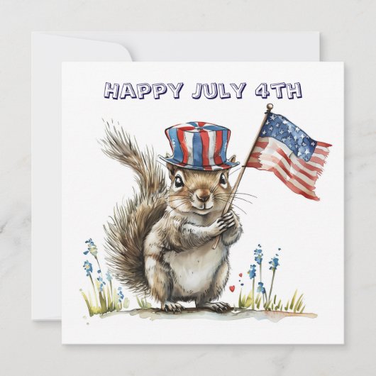 Invitation Joyeux 4 juillet écureuil (Devant)