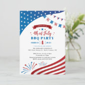 Invitation Joyeux 4 juillet Red White et Blue BBQ Party (Debout devant)