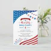Invitation Joyeux 4 juillet rouge blanc et bleu patriotique (Debout devant)