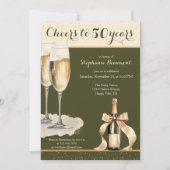 Invitation Joyeux 50 ans Champagne Vert Anniversaire (Devant)