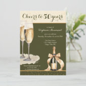 Invitation Joyeux 50 ans Champagne Vert Anniversaire (Debout devant)