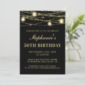 Invitation Joyeux 50e anniversaire Black Gold Lights Mason Ja (Debout devant)