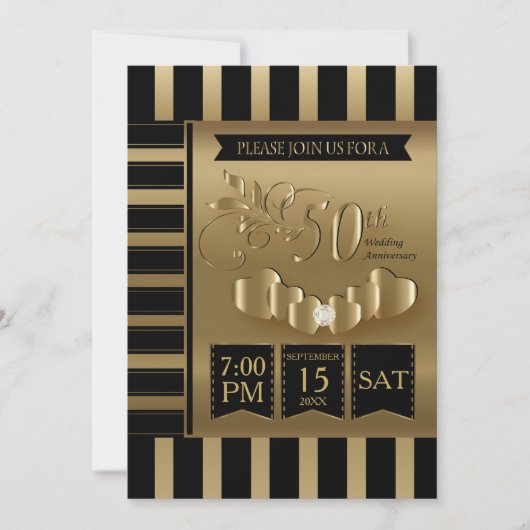 Invitation Joyeux 50e anniversaire d'or (Devant)