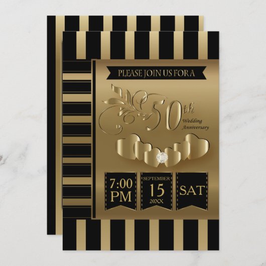 Invitation Joyeux 50e anniversaire d'or (Devant / Derrière)