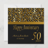 Invitation Joyeux 50e Anniversaire d'Or | Motif Léopard (Devant)