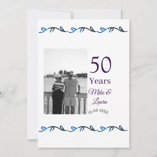 Invitation Joyeux 50e anniversaire nom couple date mariage (Devant)