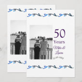 Invitation Joyeux 50e anniversaire nom couple date mariage (Devant / Derrière)