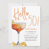 Invitation Joyeux 50e Anniversaire Orange Moderne (Devant)