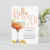 Invitation Joyeux 50e Anniversaire Orange Moderne (Debout devant)