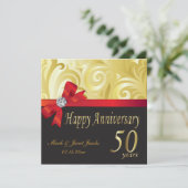 Invitation Joyeux 50e Anniversaire | Tourbillons Dorés (Debout devant)