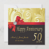 Invitation Joyeux 50e Anniversaire | Tourbillons Dorés (Devant)