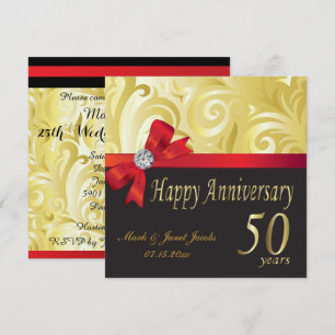 Invitation Joyeux 50e Anniversaire   Tourbillons Dorés