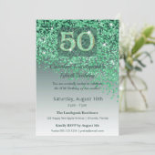 Invitation Joyeux 50e Anniversaire Vert Pailleté (Debout devant)