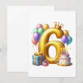 Invitation Joyeux 6ème Anniversaire (Devant / Derrière)