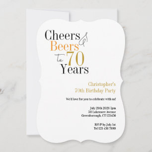 Invitation Joyeux 70e Anniversaire Tchin et Bières Fête Minim