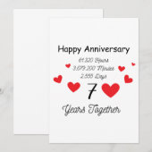 Invitation Joyeux 7e anniversaire - 7 ans ensemble (Devant / Derrière)