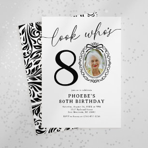 Invitation Joyeux 80 ans ! Photo élégante pour les 80 ans