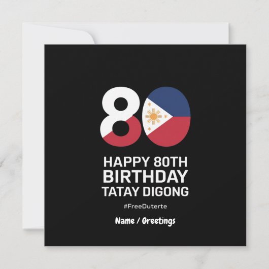Invitation Joyeux 80e anniversaire Tatay Digong Free Duterte (Devant)