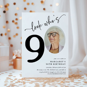 Invitation Joyeux 90 ans ! Photo moderne pour 90e anniversair