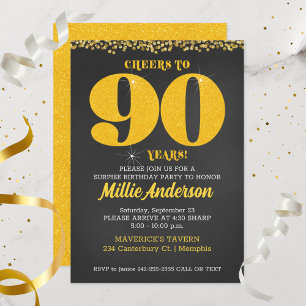 Invitation Joyeux 90e anniversaire Quatre-vingt-dixième
