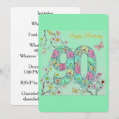 Invitation Joyeux 90ème anniversaire (Devant / Derrière)