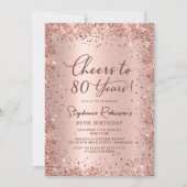 Invitation Joyeux à 80 ans Rose Gold 80e anniversaire (Devant)