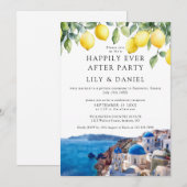 Invitation Joyeux À Jamais Citrons Santorin Grèce Mariage (Devant / Derrière)