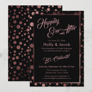 Invitation Joyeux À Tout Jamais Confettis Rosé Bulles Noir