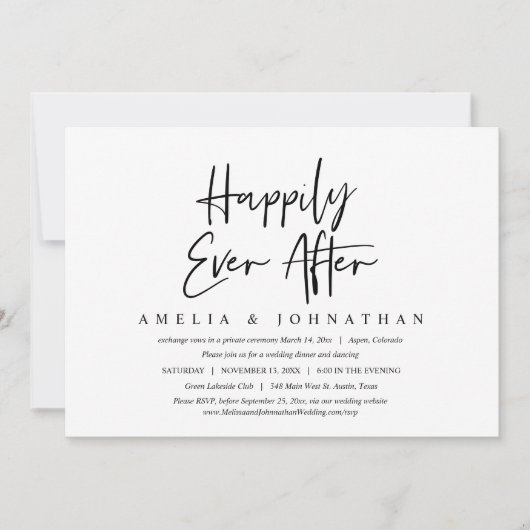 Invitation Joyeux À Tout Jamais, Dîner Intime de Mariage (Devant)