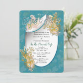 Invitation Joyeux Abstrait rose, bleu ciel - Fleurs roses Inv (Debout devant)