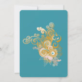 Invitation Joyeux Abstrait rose, bleu ciel - Fleurs roses Inv (Dos)