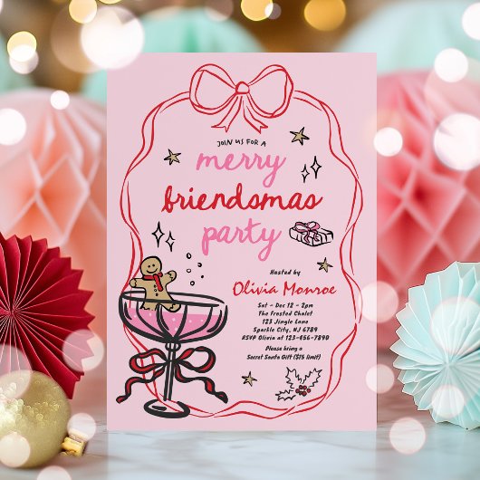 Invitation Joyeux amis Cocktail de Noël Fête de Noël