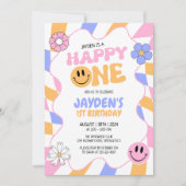 Invitation Joyeux An Y2k Retro Super Sourire visage Anniversa (Devant)