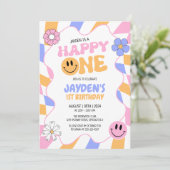 Invitation Joyeux An Y2k Retro Super Sourire visage Anniversa (Debout devant)