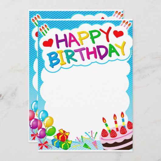 Invitation Joyeux anniversaire (Devant / Derrière)