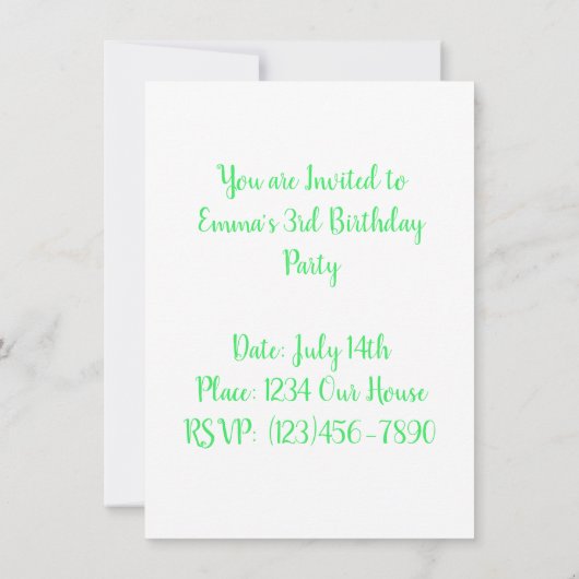 Invitation Joyeux anniversaire (Dos)