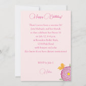Invitation Joyeux anniversaire ! 16 Fleurs douces et oiseaux (Dos)