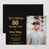 Invitation Joyeux anniversaire 50 ans Photo Cinquante fête (Devant / Derrière)