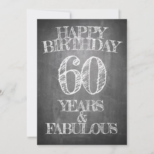 Invitation Joyeux Anniversaire - 60 Ans & Fabuleux sur tablea (Devant)