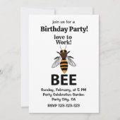 Invitation Joyeux Anniversaire Abeille aime travailler (Devant)