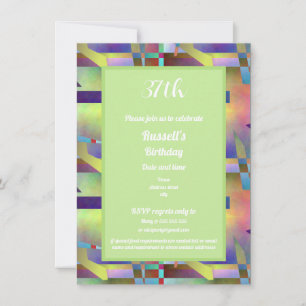 Invitation Joyeux Anniversaire Adulte Tout Âge Motif Abstrait