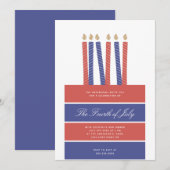 Invitation Joyeux anniversaire America Red Blue 4 juillet Par (Devant / Derrière)